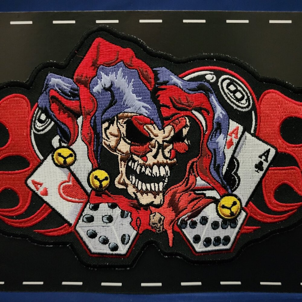Embroidered Jacket/Vest Patch Jester Flames New